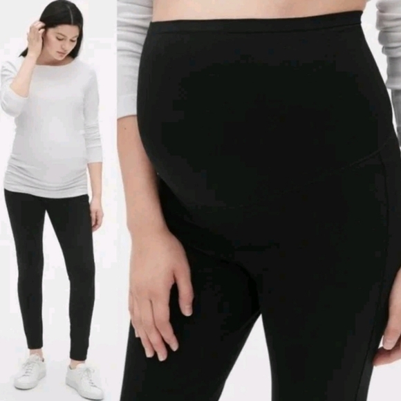 GAP Maternity Full Panel Ponte Leggings Pants Black Super SOFT Large RT$70 NWT - Picture 1 of 8
